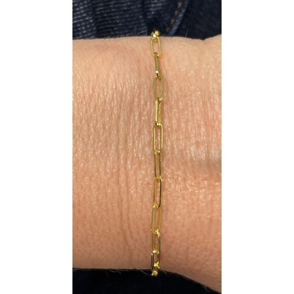 14K Yellow Gold 4 MM Lobster Claw 7.25-inch Specialty Chain Minimalist Bracelet - Picture 8 of 10